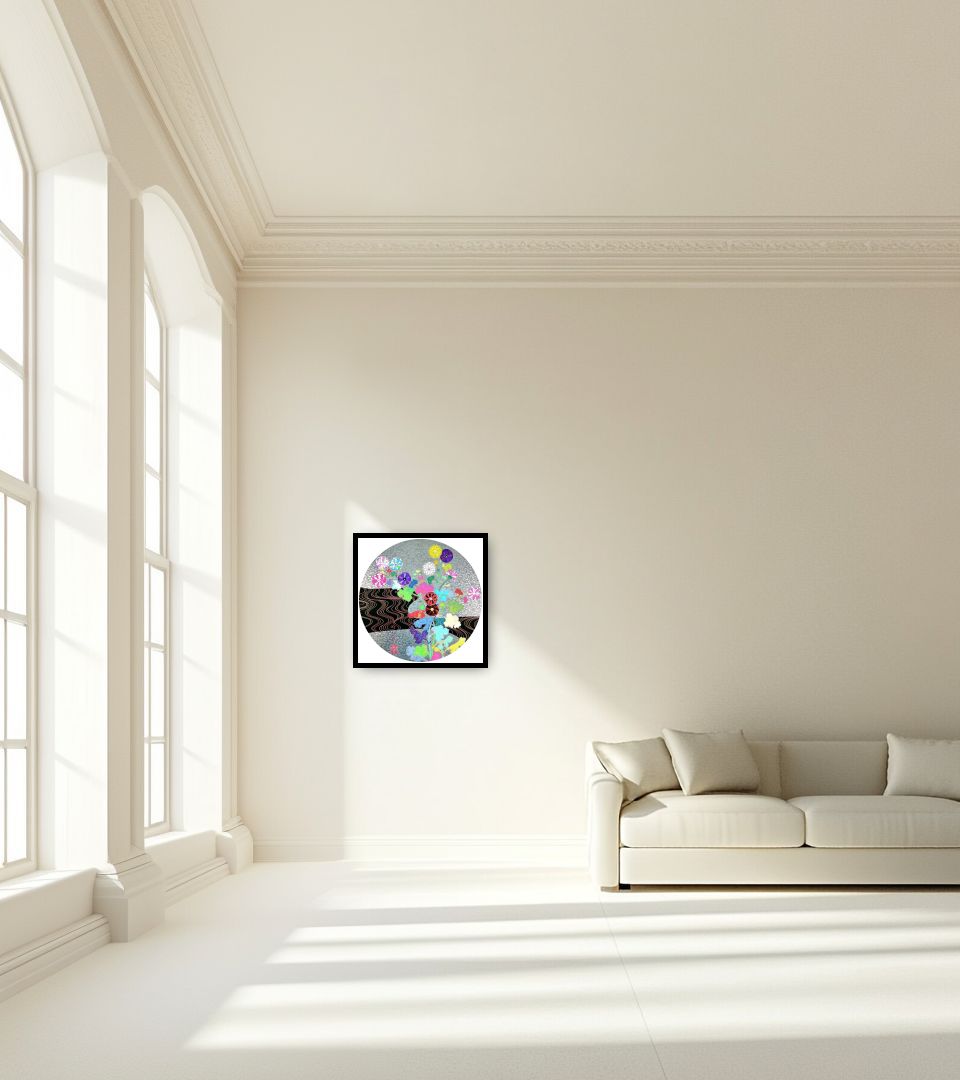 Print Kōrin: Tranquility in large empty light living room