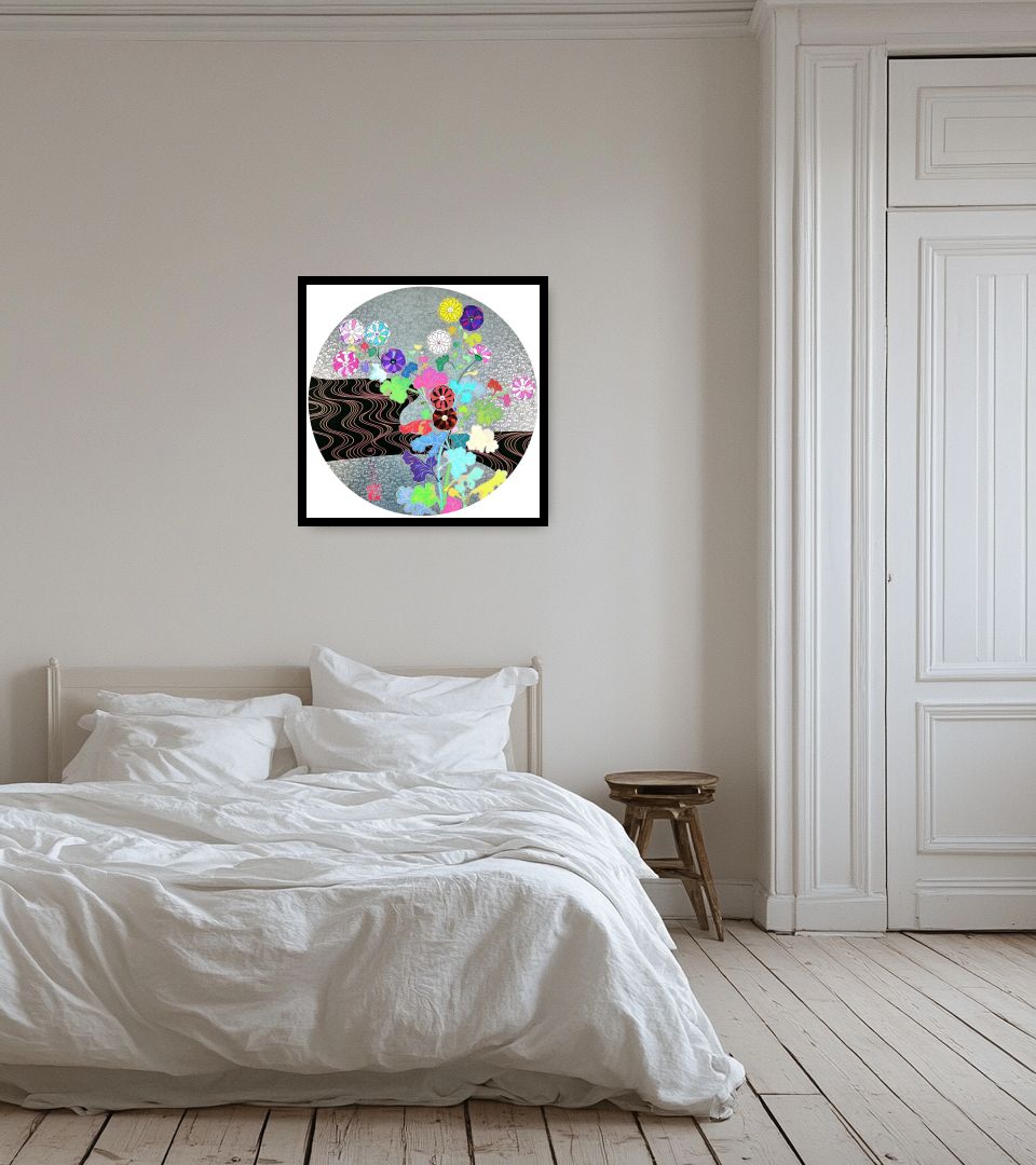 Print Kōrin: Tranquility in light bedroom