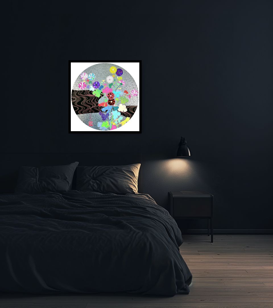 Print Kōrin: Tranquility in dark bedroom
