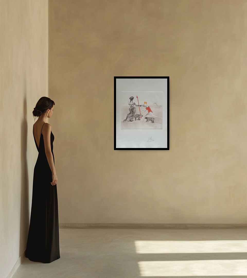 Print Pastorale in warm interior next to a lady