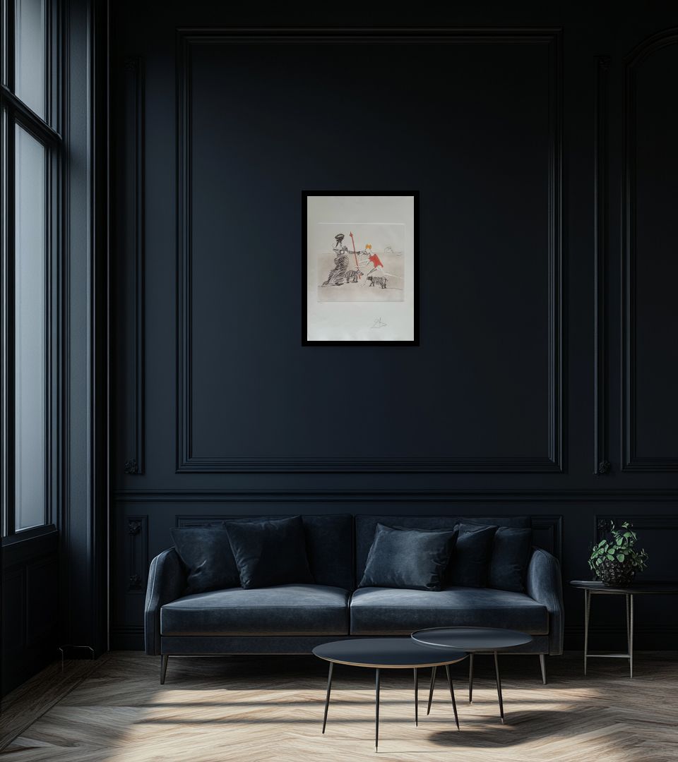 Print Pastorale in dark living room