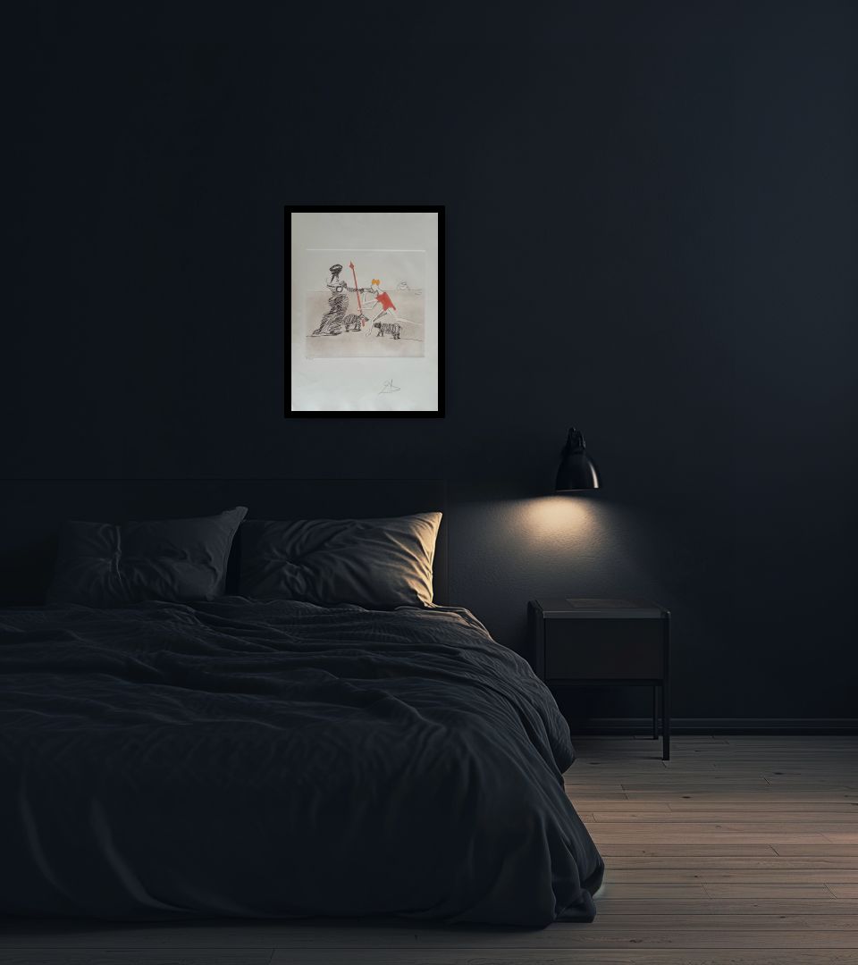 Print Pastorale in dark bedroom
