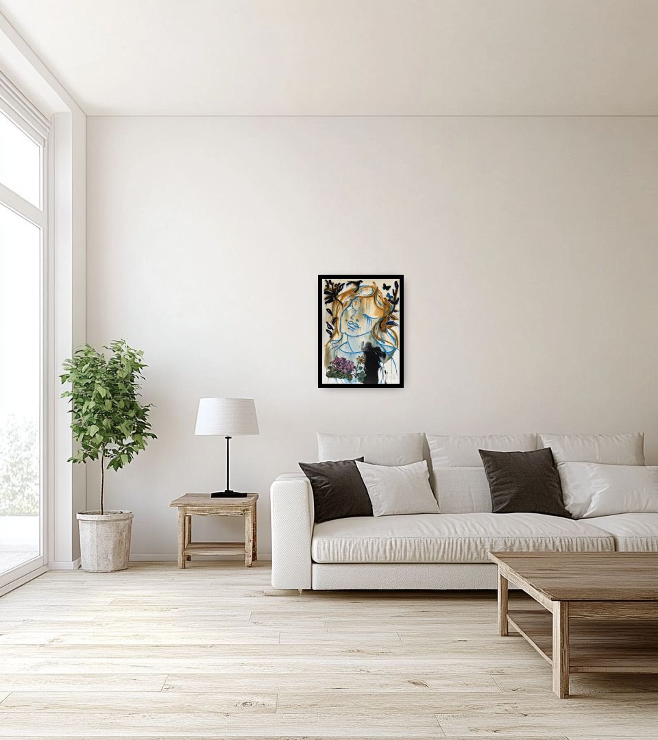 Print Les Saisons in light living room