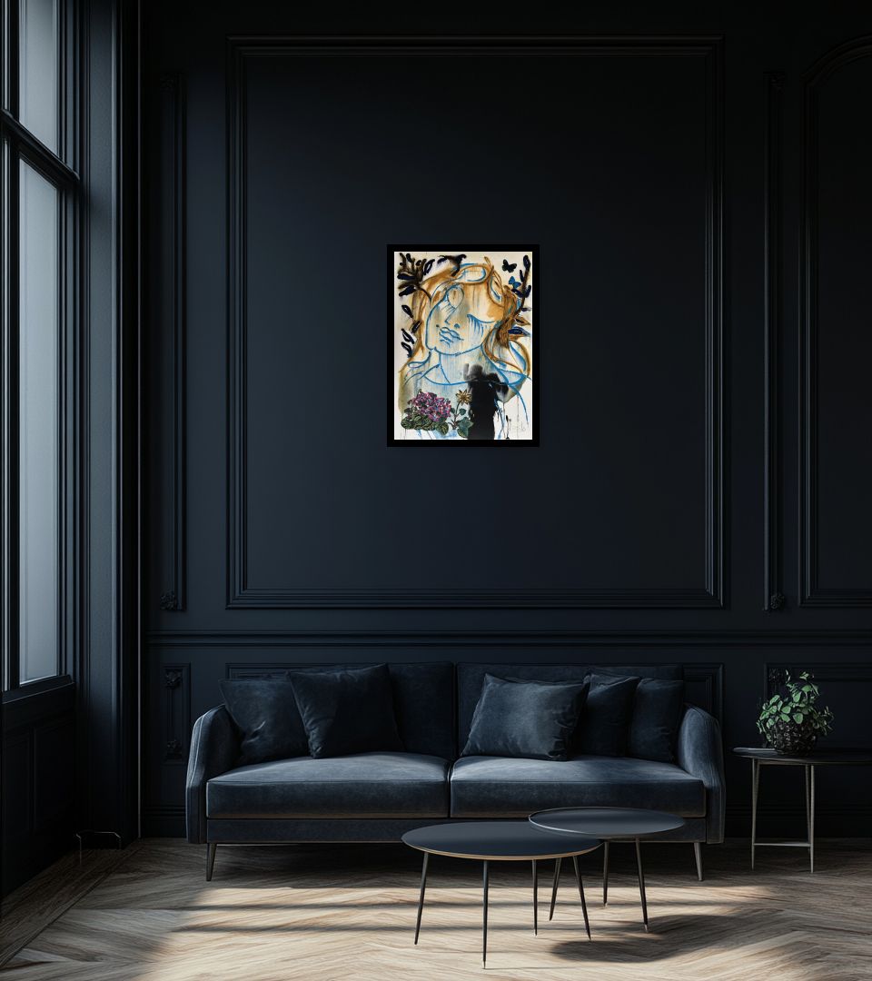 Print Les Saisons in dark living room