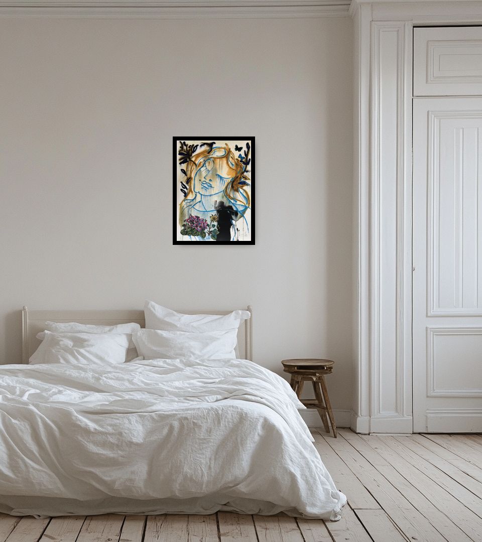 Print Les Saisons in light bedroom