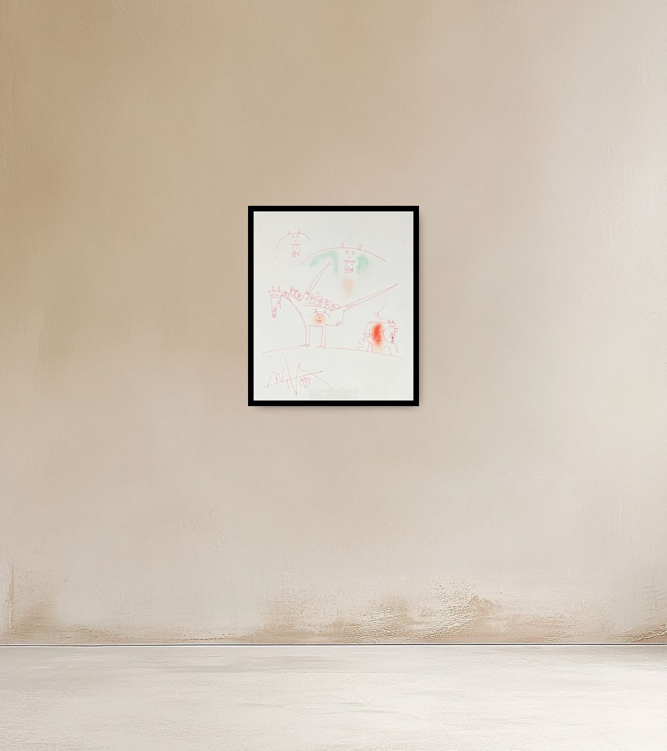 Drawing Untitled on warm wall