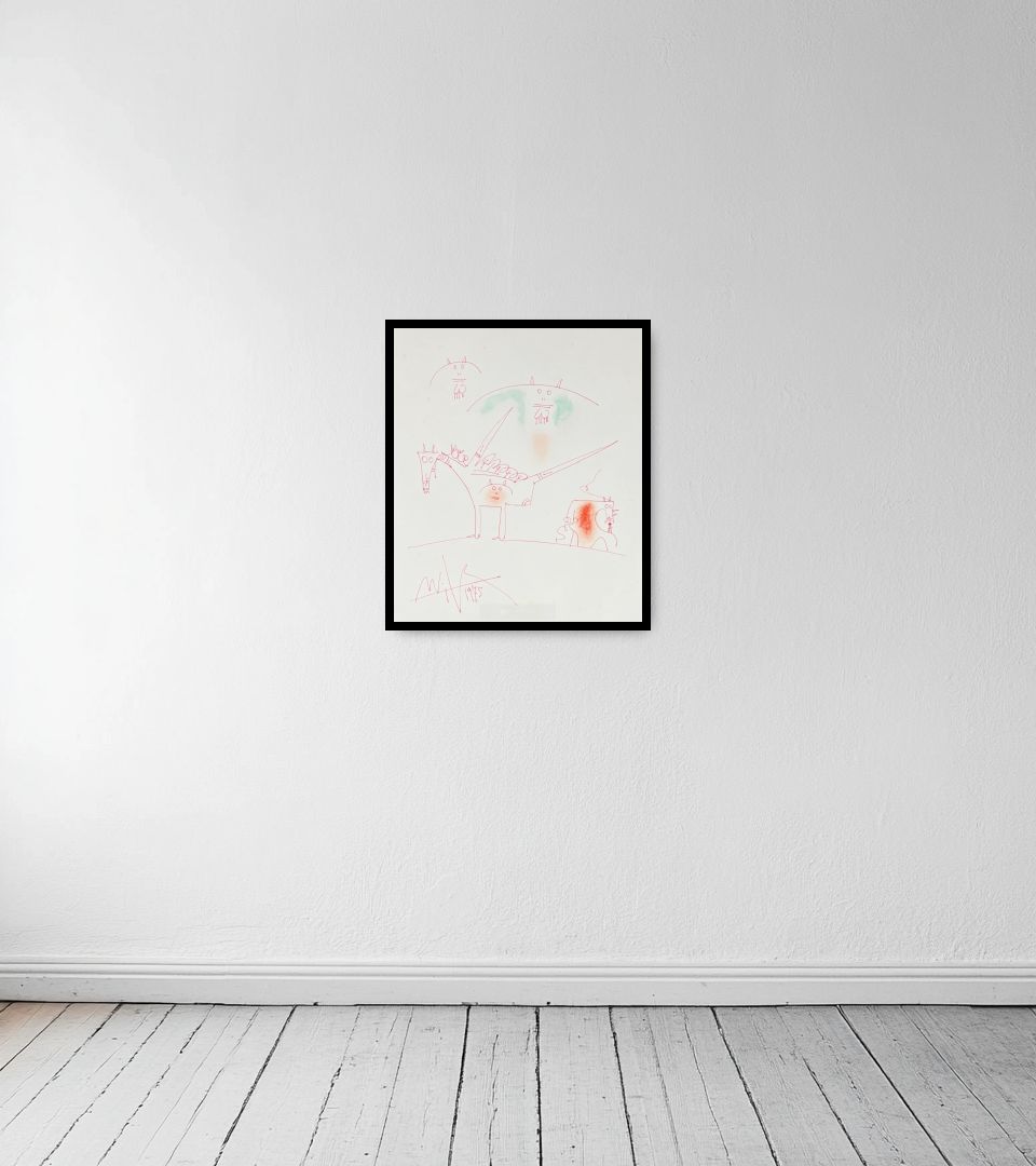 Drawing Untitled on light wall