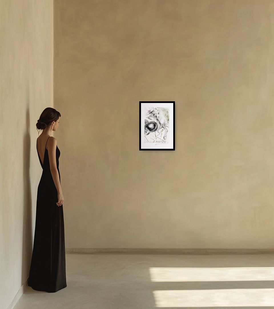Print L'Enfer des beautés cruelles in warm interior next to a lady