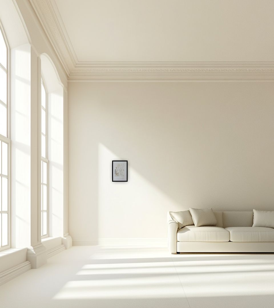 Print Blanchefleur in large empty light living room