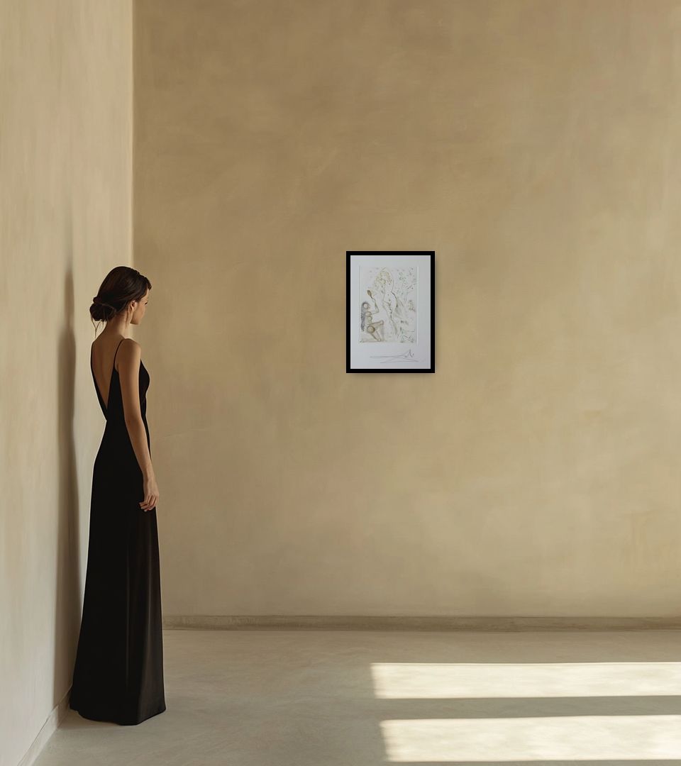 Print Blanchefleur in warm interior next to a lady