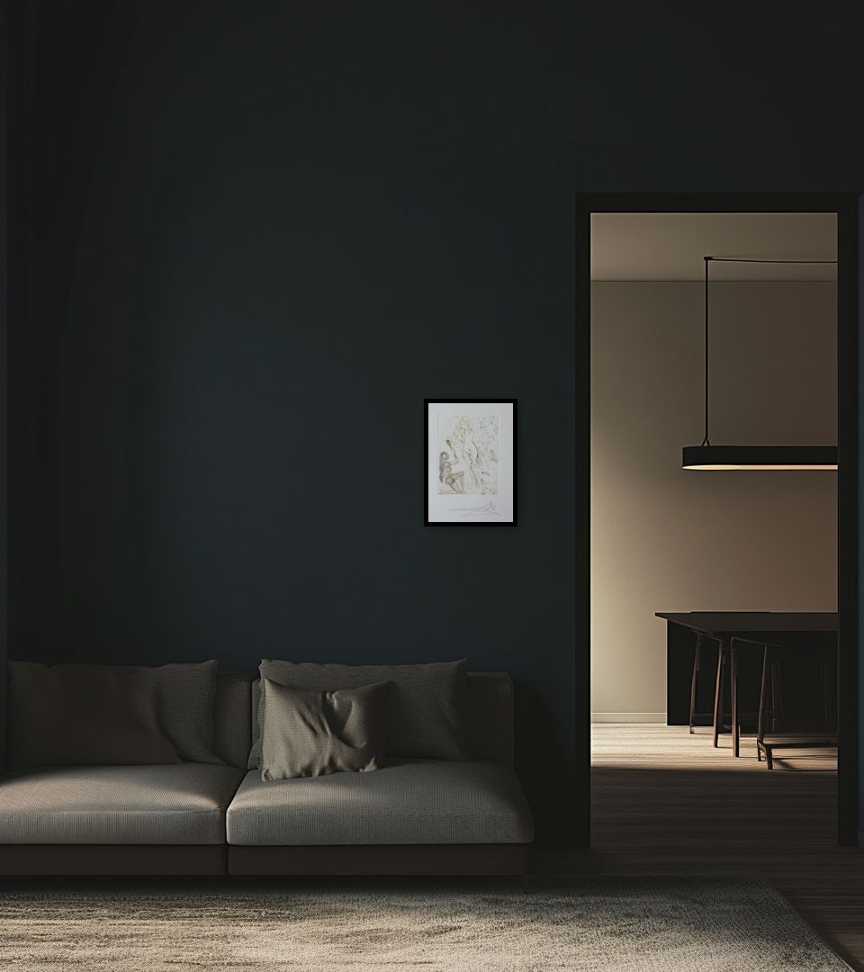 Print Blanchefleur in dark living room