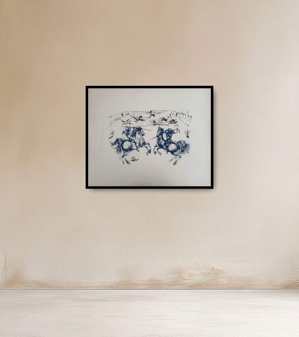 Print Combat des Cavaliers on warm wall