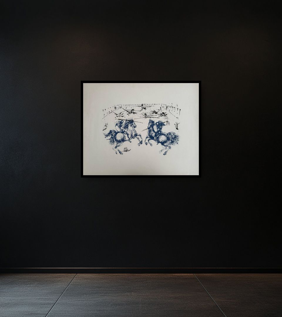 Print Combat des Cavaliers on dark wall