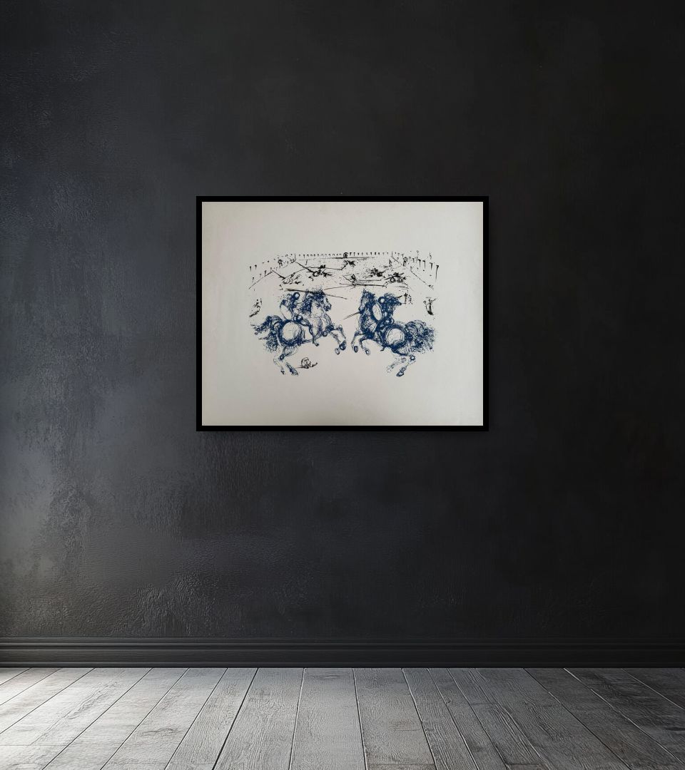 Print Combat des Cavaliers on dark wall