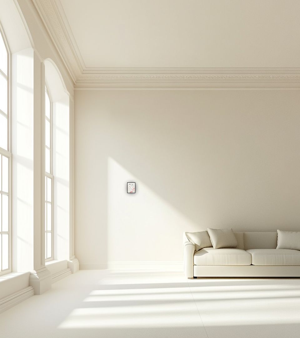 Drawing À Mlle Timmerman in large empty light living room
