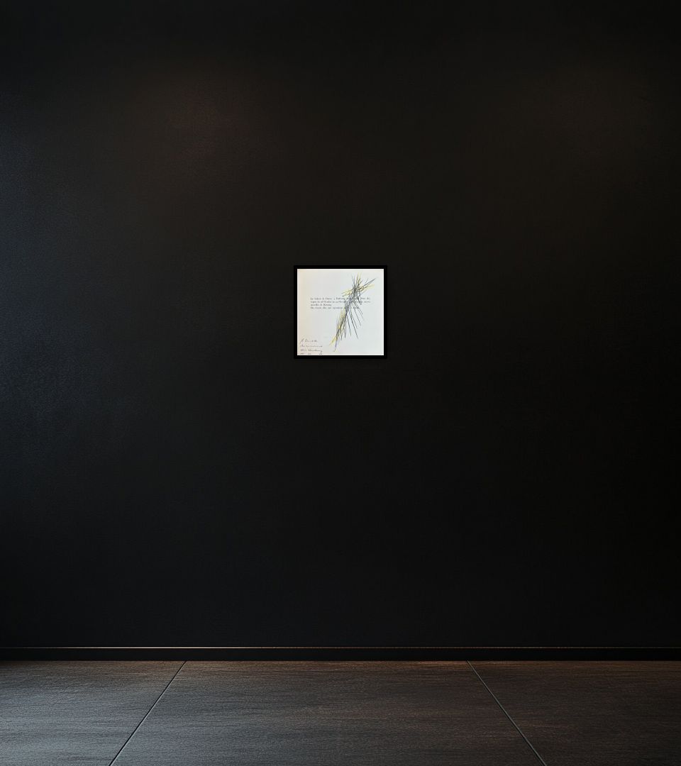 Drawing Untitled on dark wall