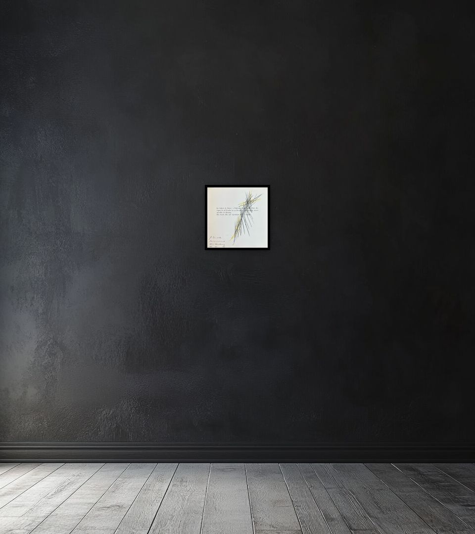 Drawing Untitled on dark wall