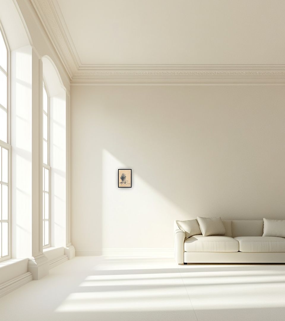 Print L'Arc de triomphe in large empty light living room