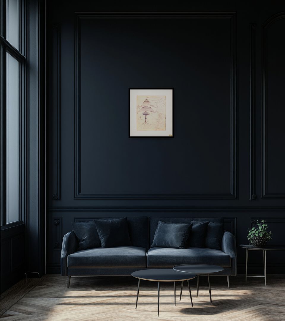 Drawing Albero di Natale in dark living room