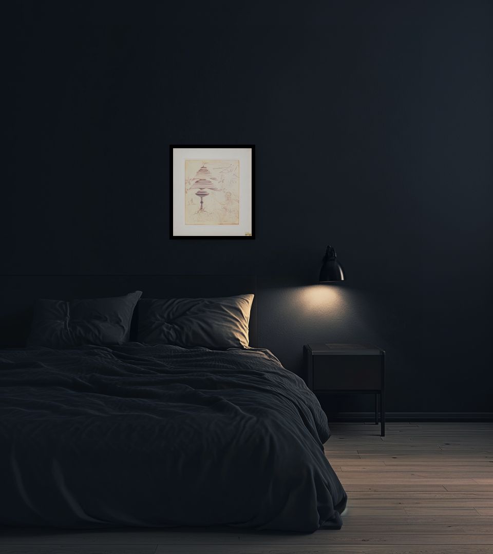 Рисунок Рождественская елка в темной спальне