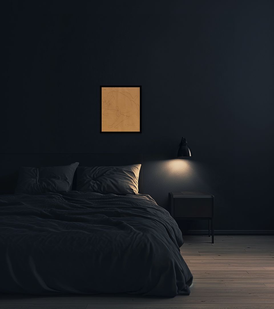 Drawing Il cavaliere in dark bedroom