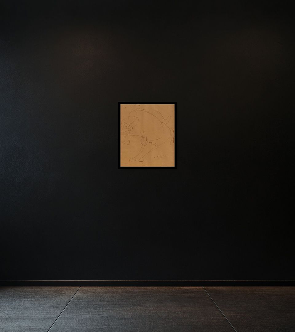 Drawing Il cavaliere on dark wall