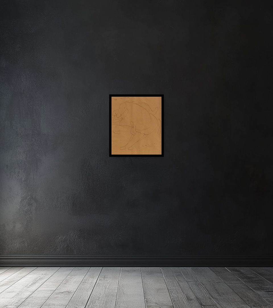 Drawing Il cavaliere on dark wall