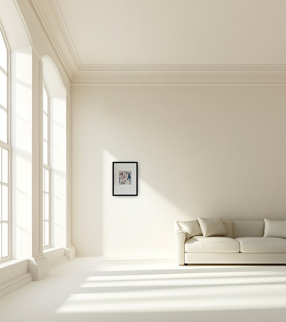 Print La caduta in large empty light living room