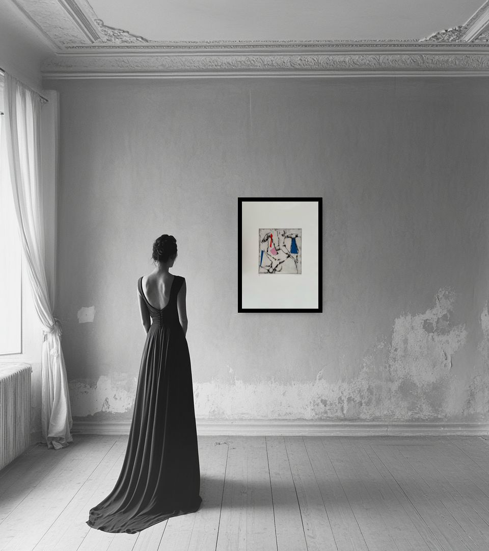 Print La caduta in light interior next to a lady