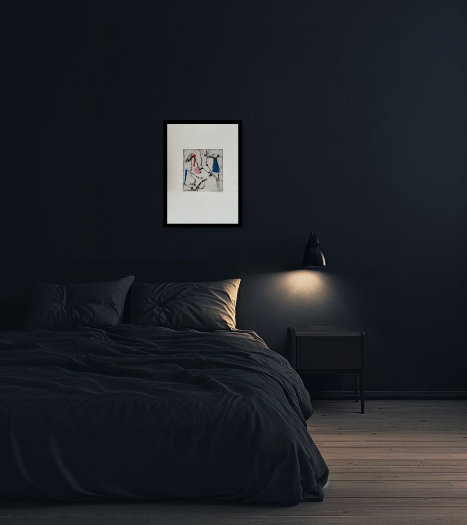 Print La caduta in dark bedroom