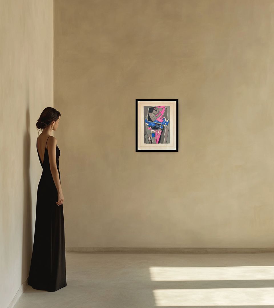 Print Ballerine in warm interior next to a lady