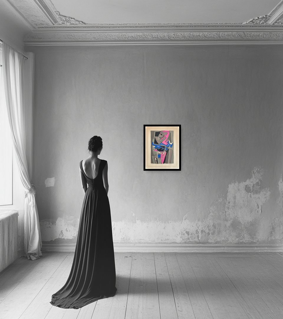 Print Ballerine in light interior next to a lady