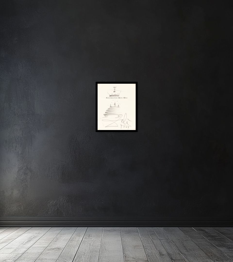 Drawing Conversations with Dali on dark wall