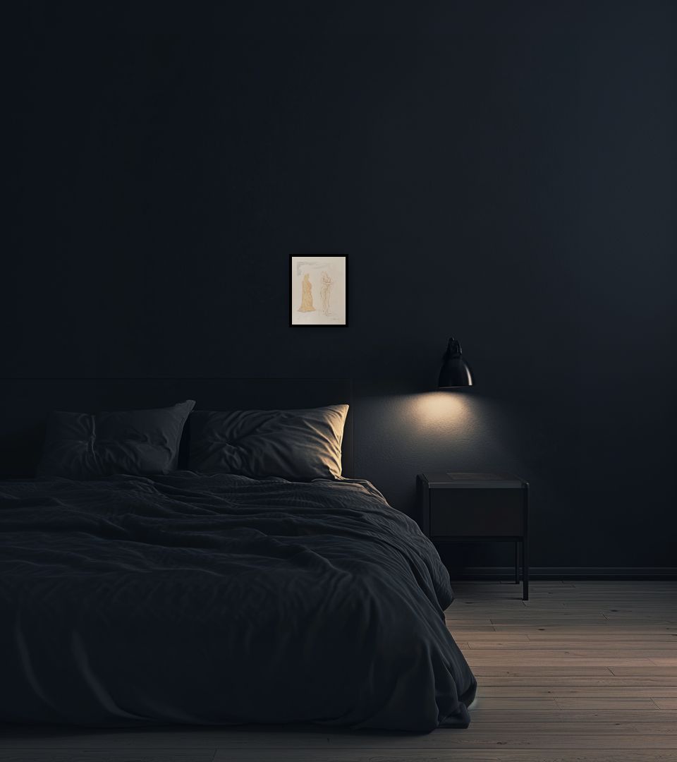 Print Artworks from Divine Comedy in dark bedroom
