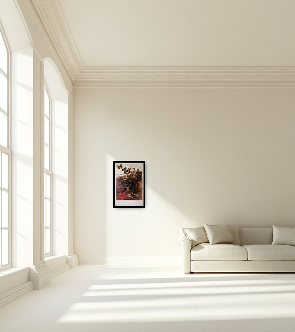 Print Auvergne in large empty light living room