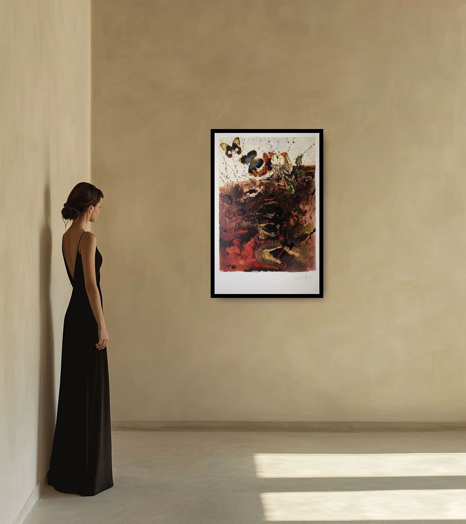 Print Auvergne in warm interior next to a lady