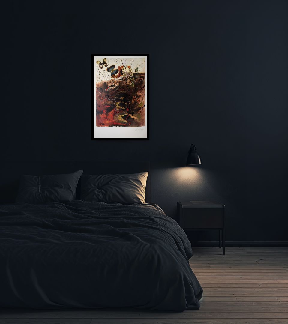 Print Auvergne in dark bedroom