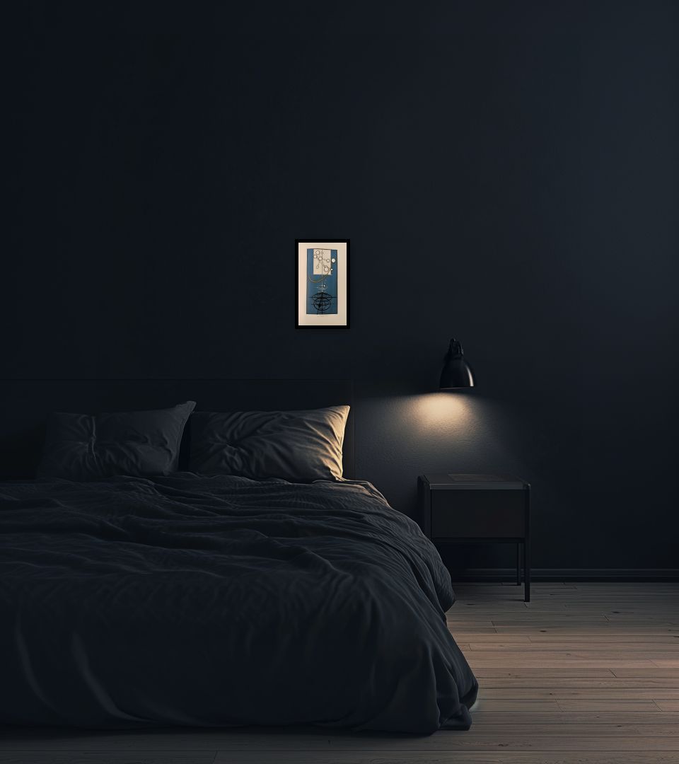 Print Nauta Celeste in dark bedroom