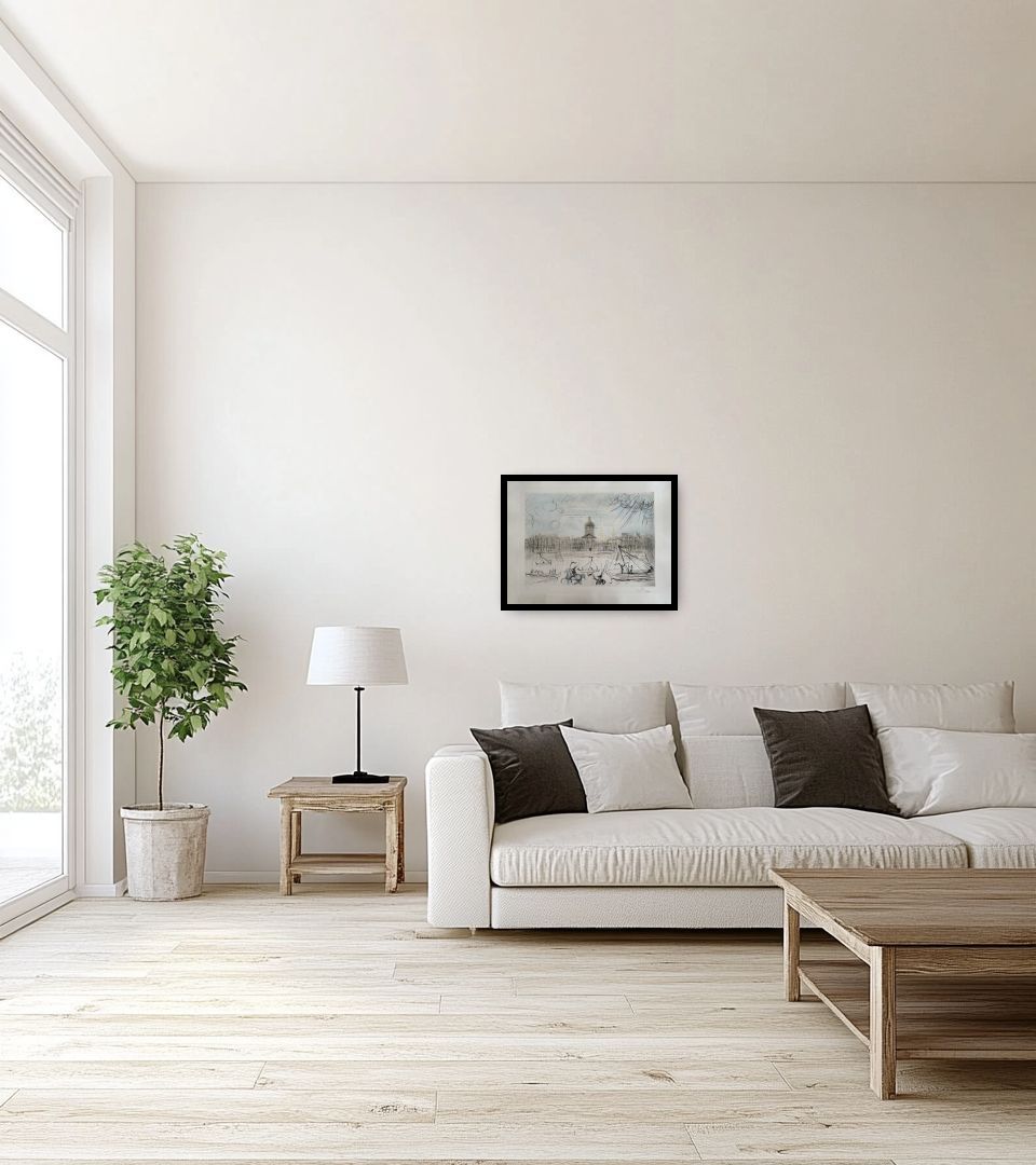 Print L'Académie de Beaux Arts Paris in light living room