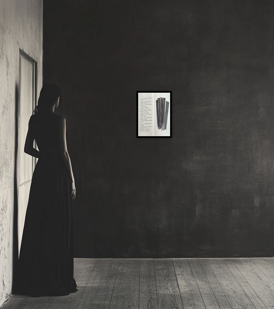 Print Campagne de schiste (L162) in dark interior next to a lady
