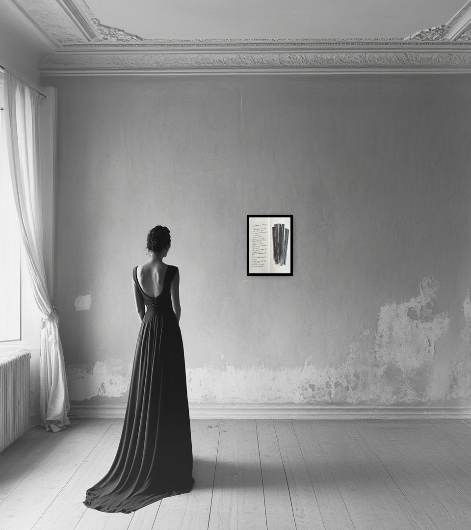 Print Campagne de schiste (L162) in light interior next to a lady