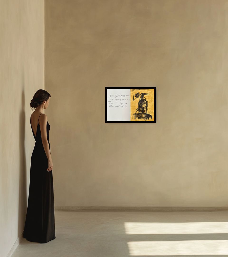 Print Les amies in warm interior next to a lady