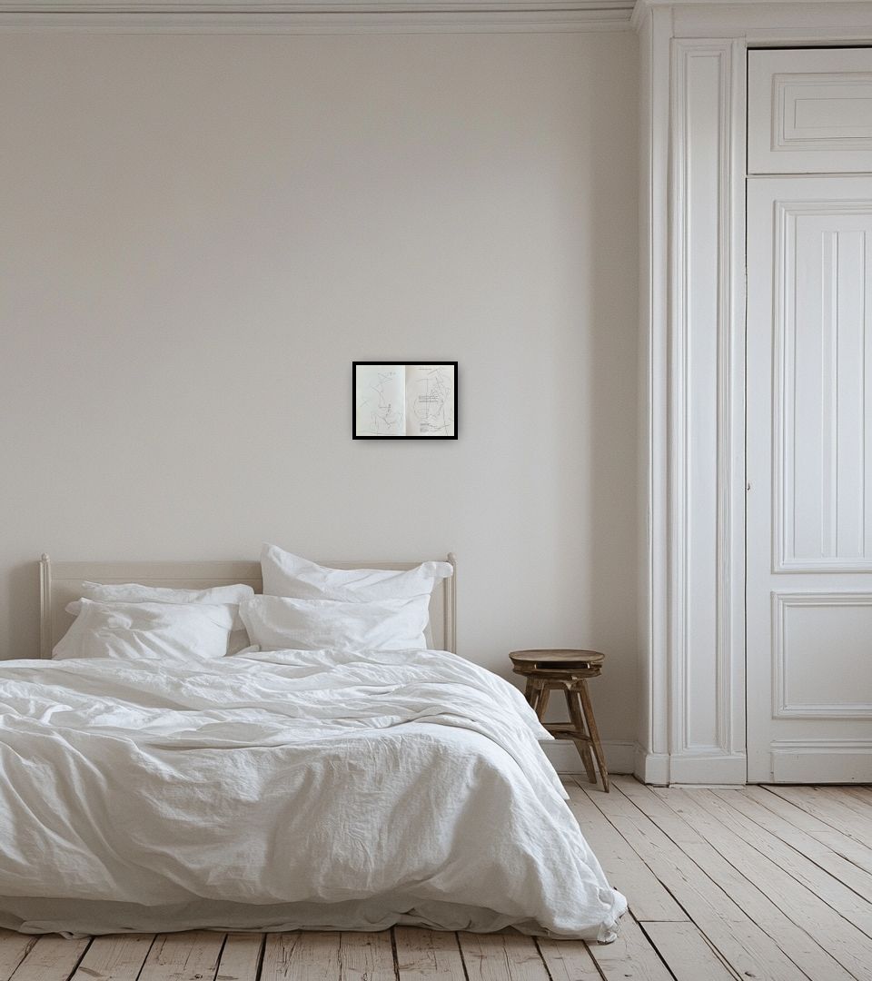 Drawing Cavalier lisant in light bedroom