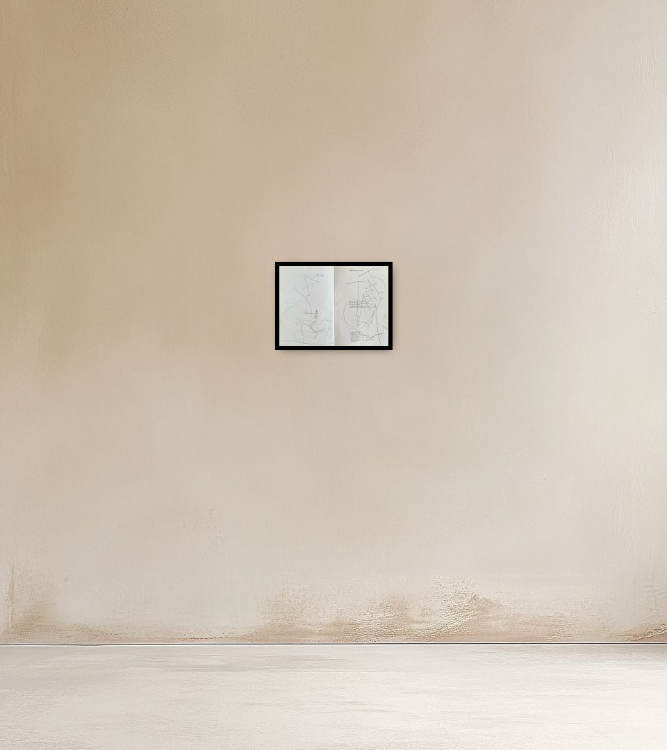 Drawing Cavalier lisant on warm wall