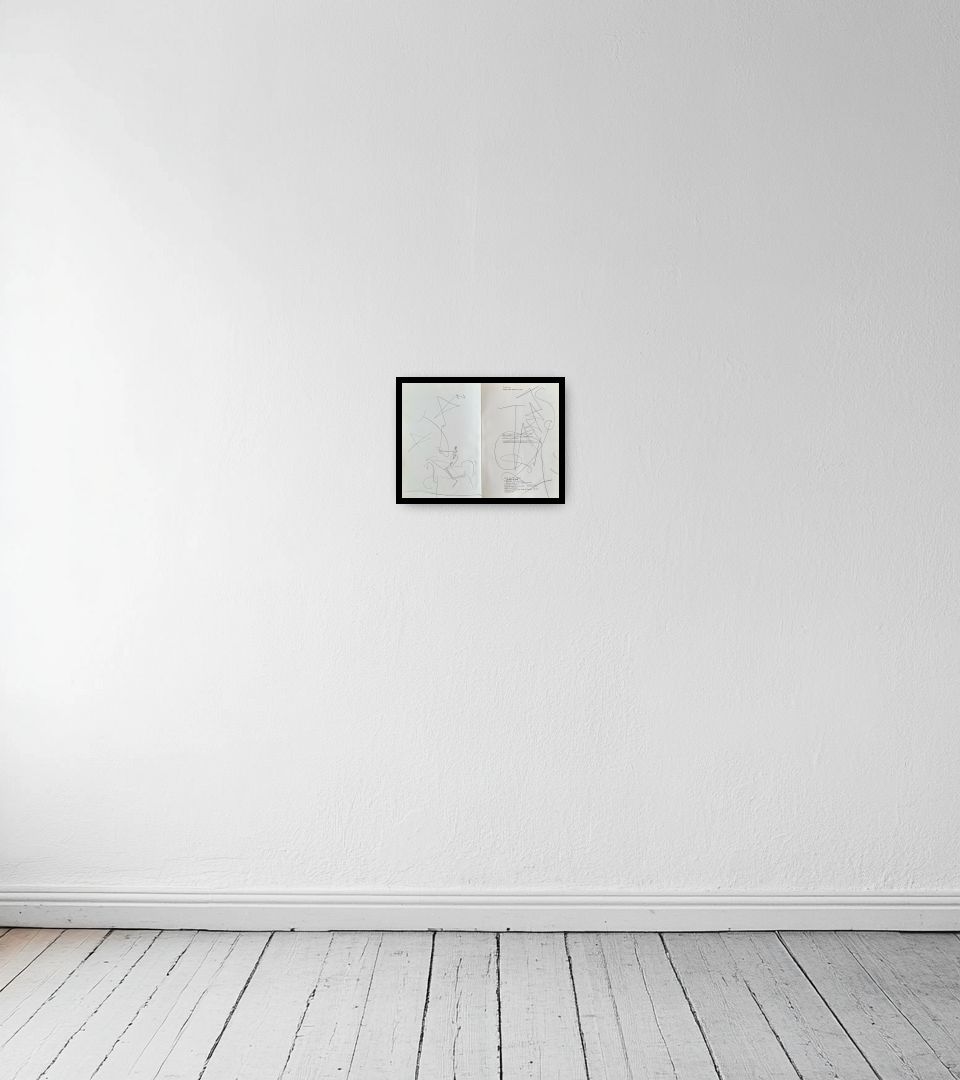 Drawing Cavalier lisant on light wall