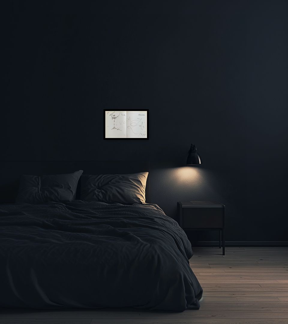 Drawing Untitled in dark bedroom