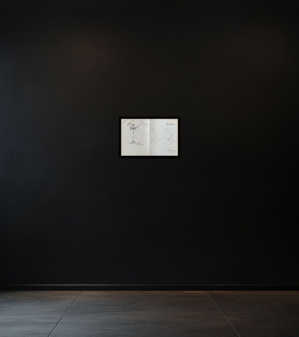 Drawing Untitled on dark wall