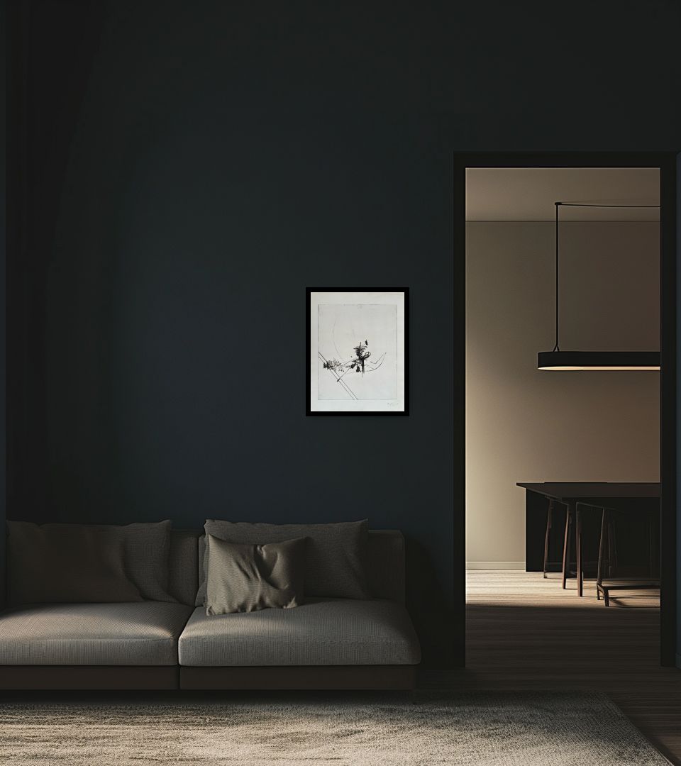 Print Abstract composition in dark living room