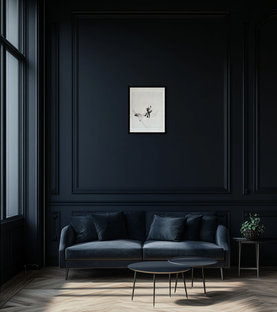 Print Abstract composition in dark living room
