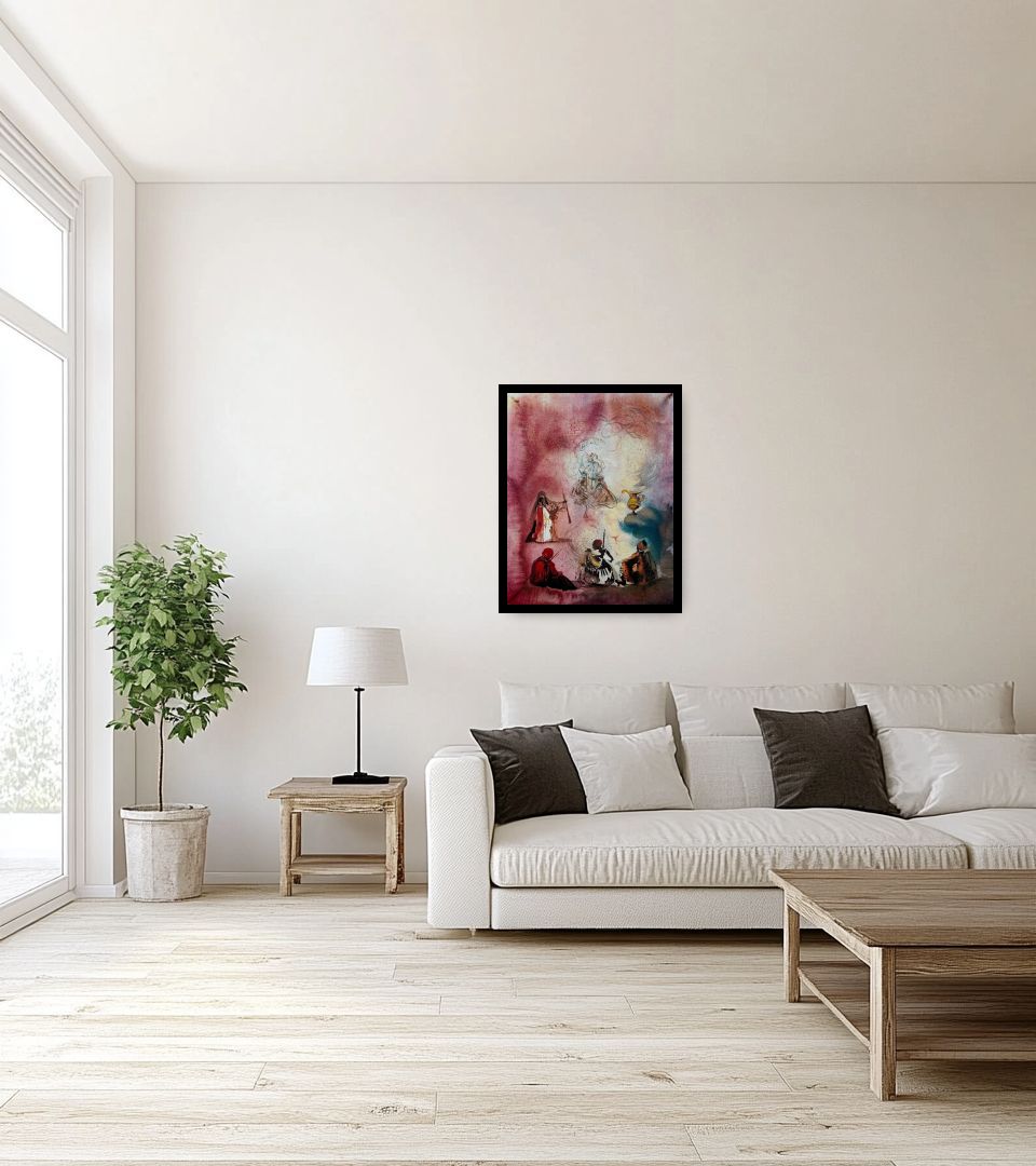 Print La Lampe d'Aladin in light living room